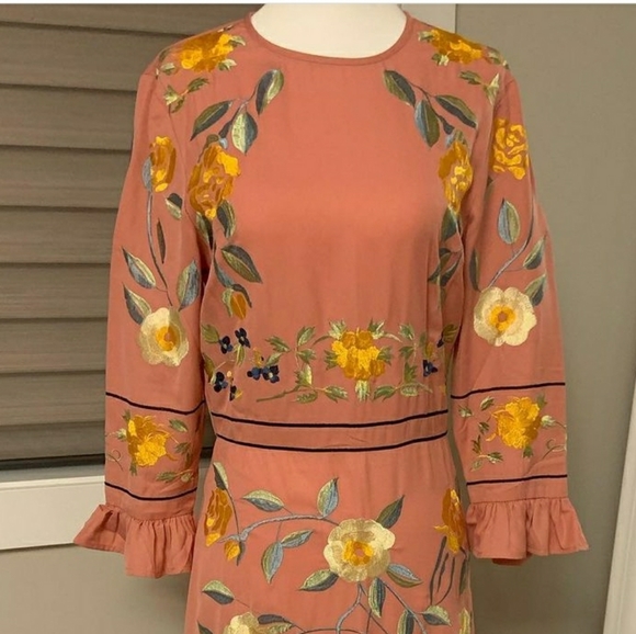 Embroidered dusty rose Dress - Picture 4 of 9